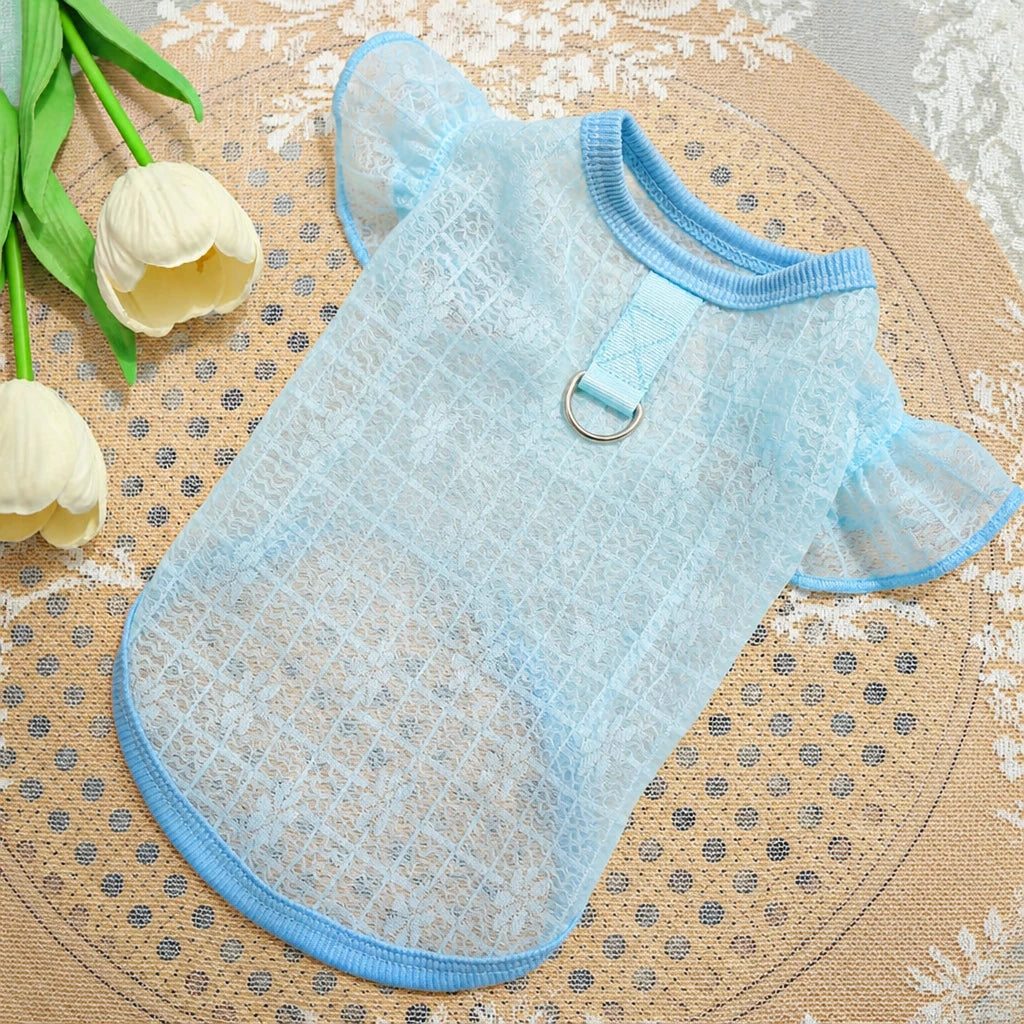 Lightweight Silk Pet Shirt with Lace Sleeves