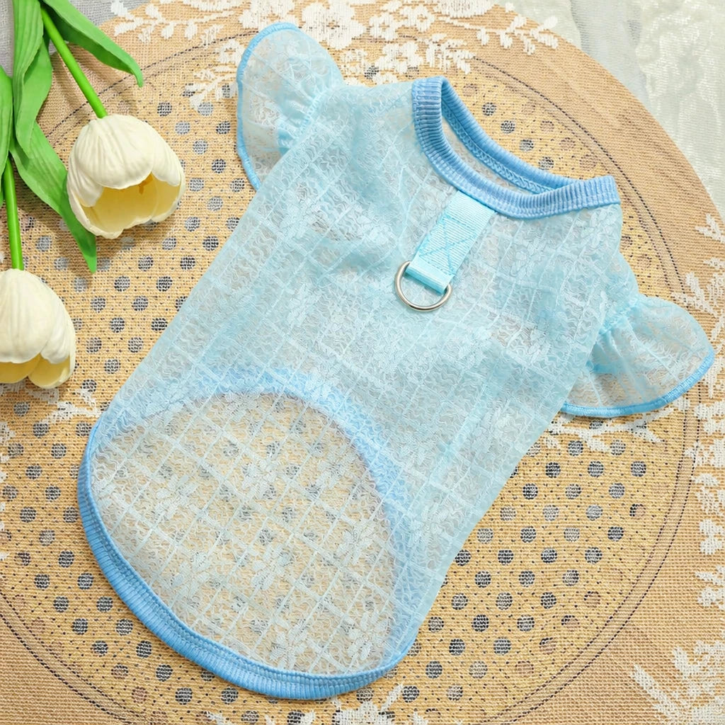Lightweight Silk Pet Shirt with Lace Sleeves