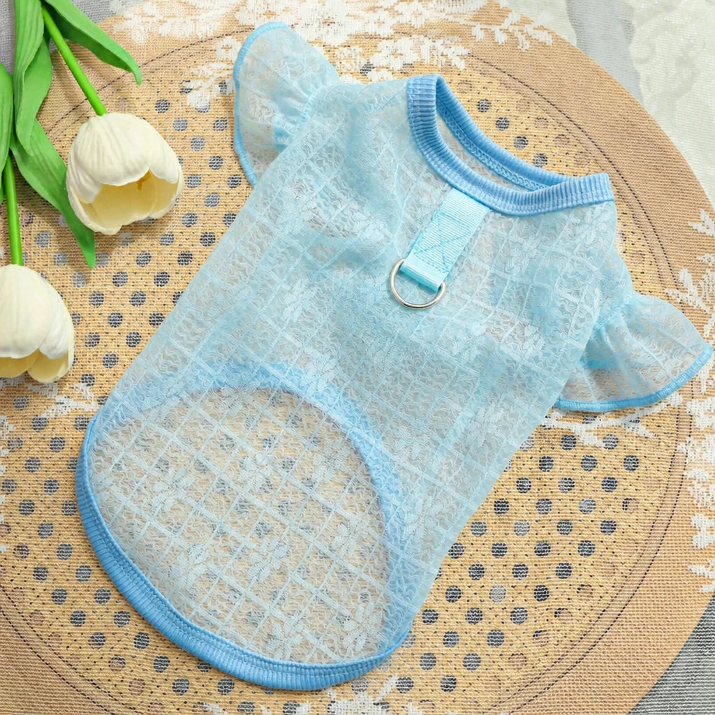 Lightweight Silk Pet Shirt with Lace Sleeves