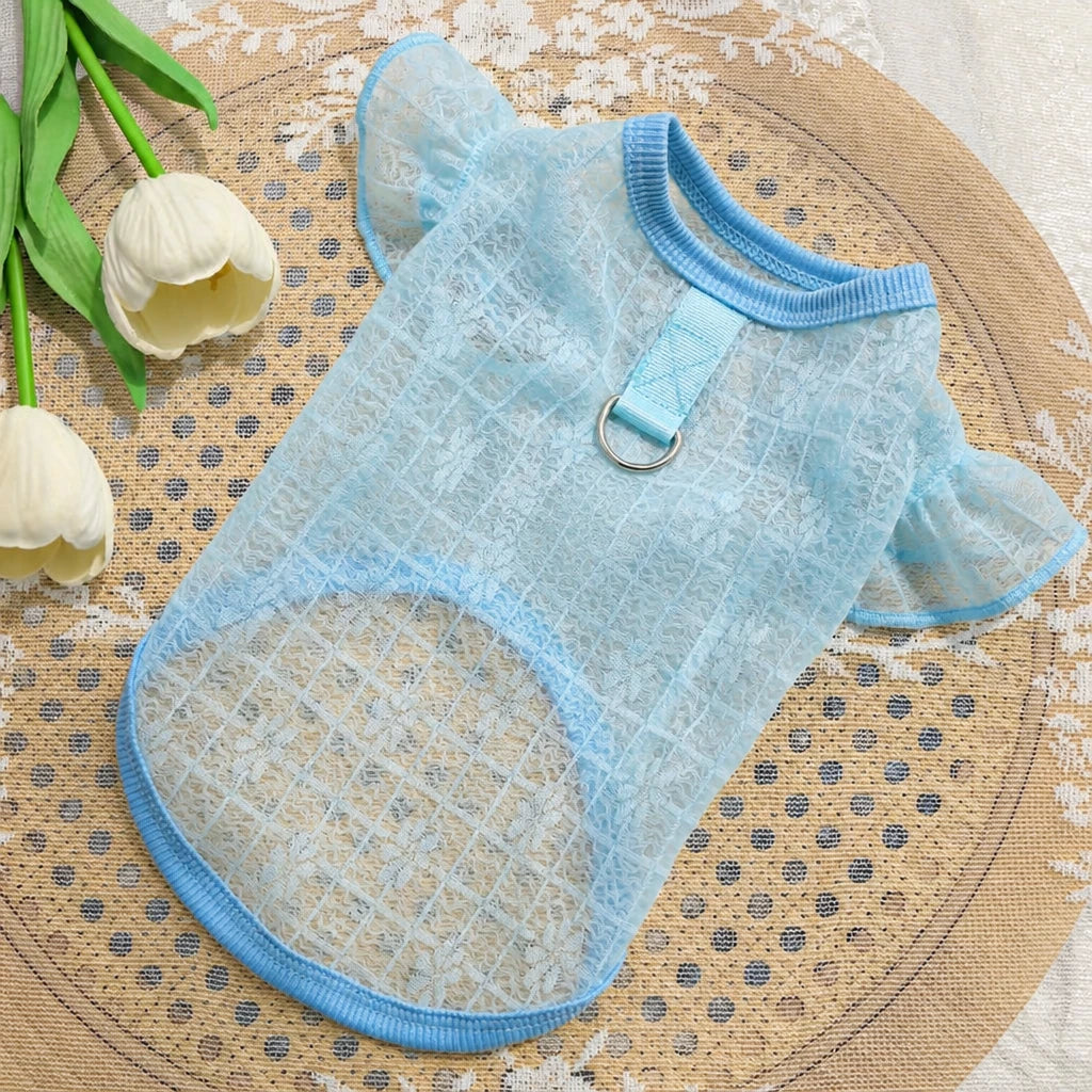 Lightweight Silk Pet Shirt with Lace Sleeves