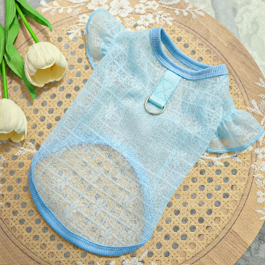 Lightweight Silk Pet Shirt with Lace Sleeves