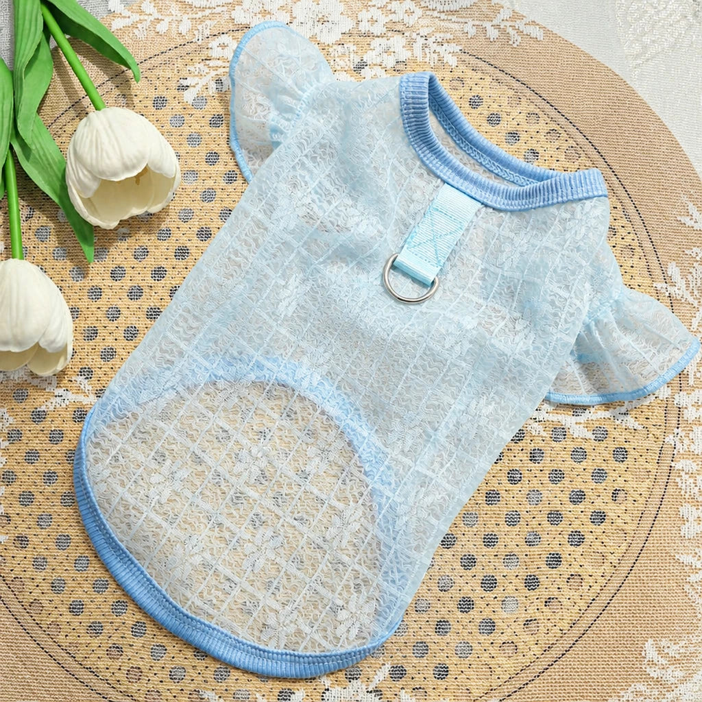 Lightweight Silk Pet Shirt with Lace Sleeves