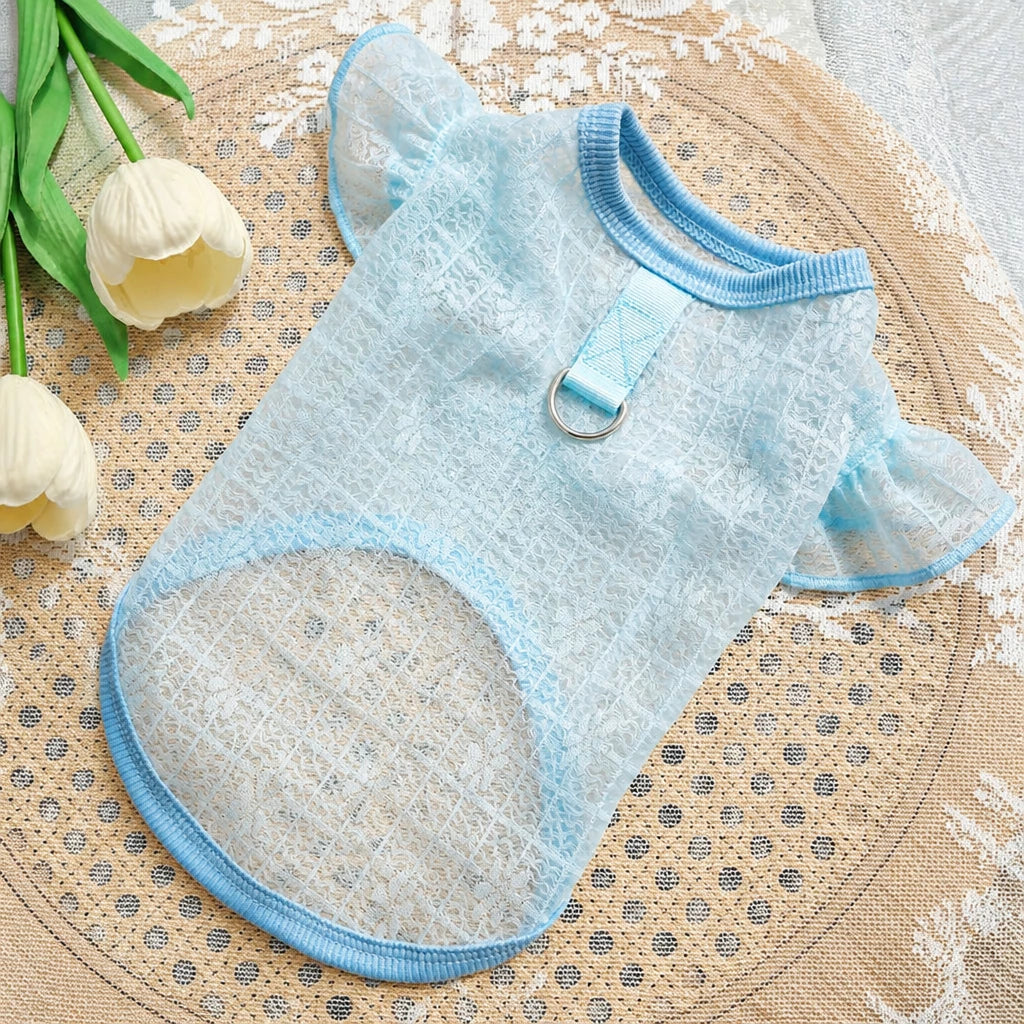 Lightweight Silk Pet Shirt with Lace Sleeves