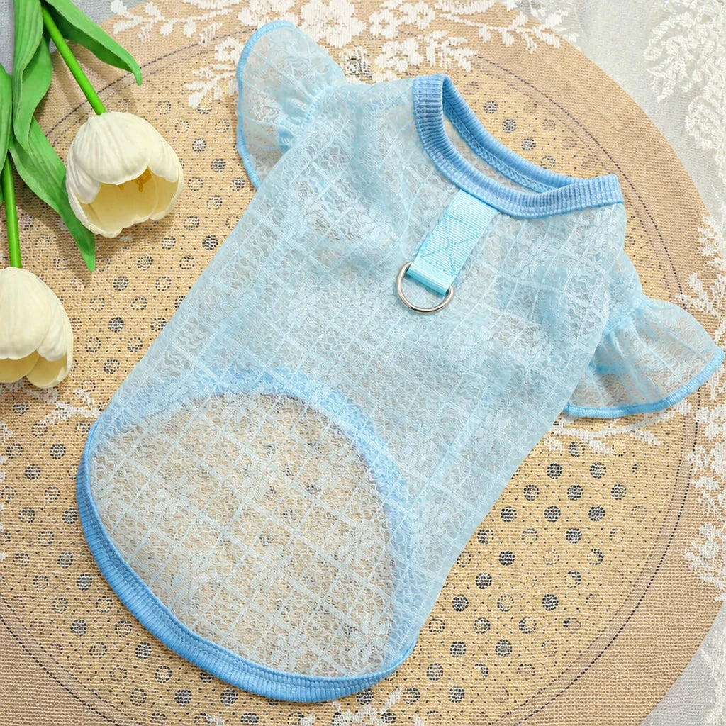 Lightweight Silk Pet Shirt with Lace Sleeves