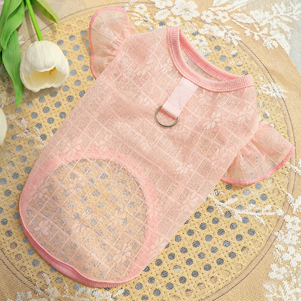 Lightweight Silk Pet Shirt with Lace Sleeves