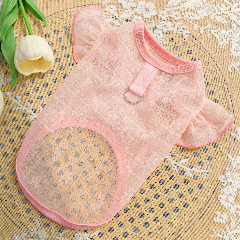 Lightweight Silk Pet Shirt with Lace Sleeves