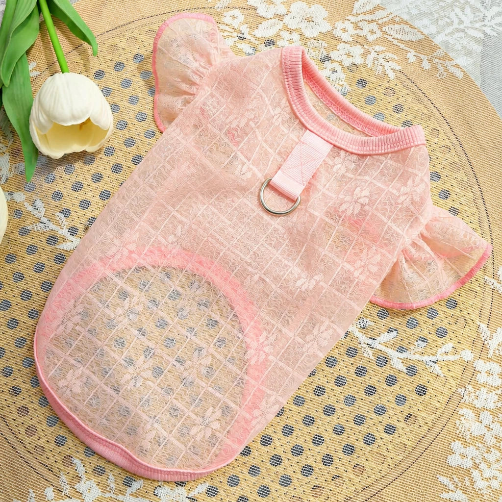 Lightweight Silk Pet Shirt with Lace Sleeves