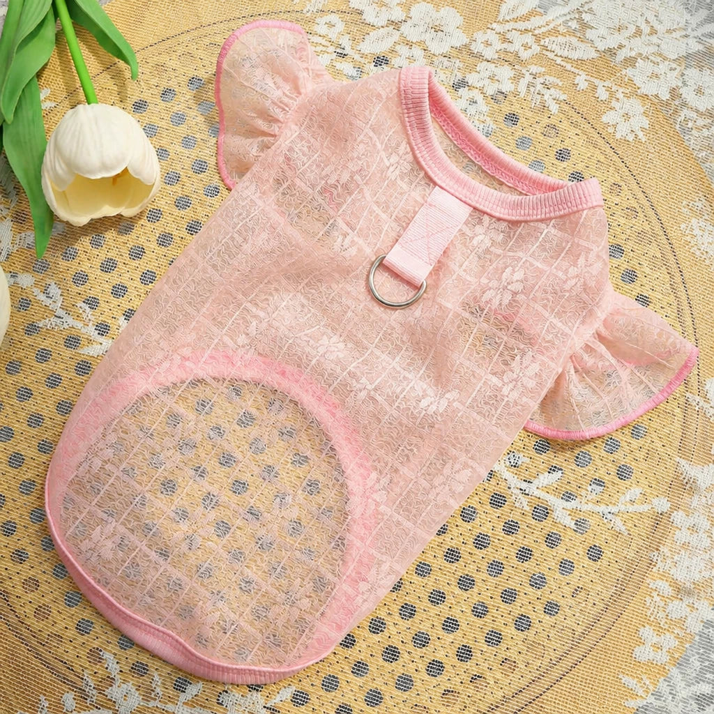 Lightweight Silk Pet Shirt with Lace Sleeves