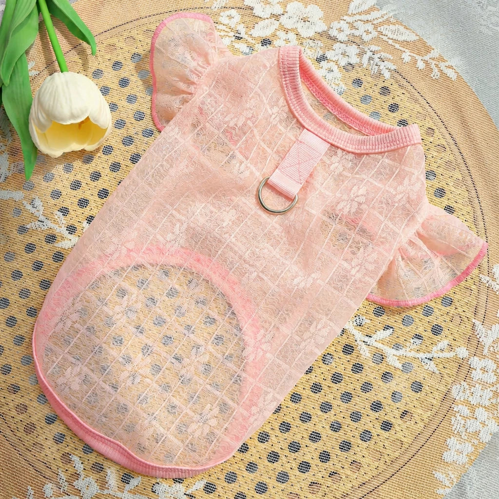 Lightweight Silk Pet Shirt with Lace Sleeves