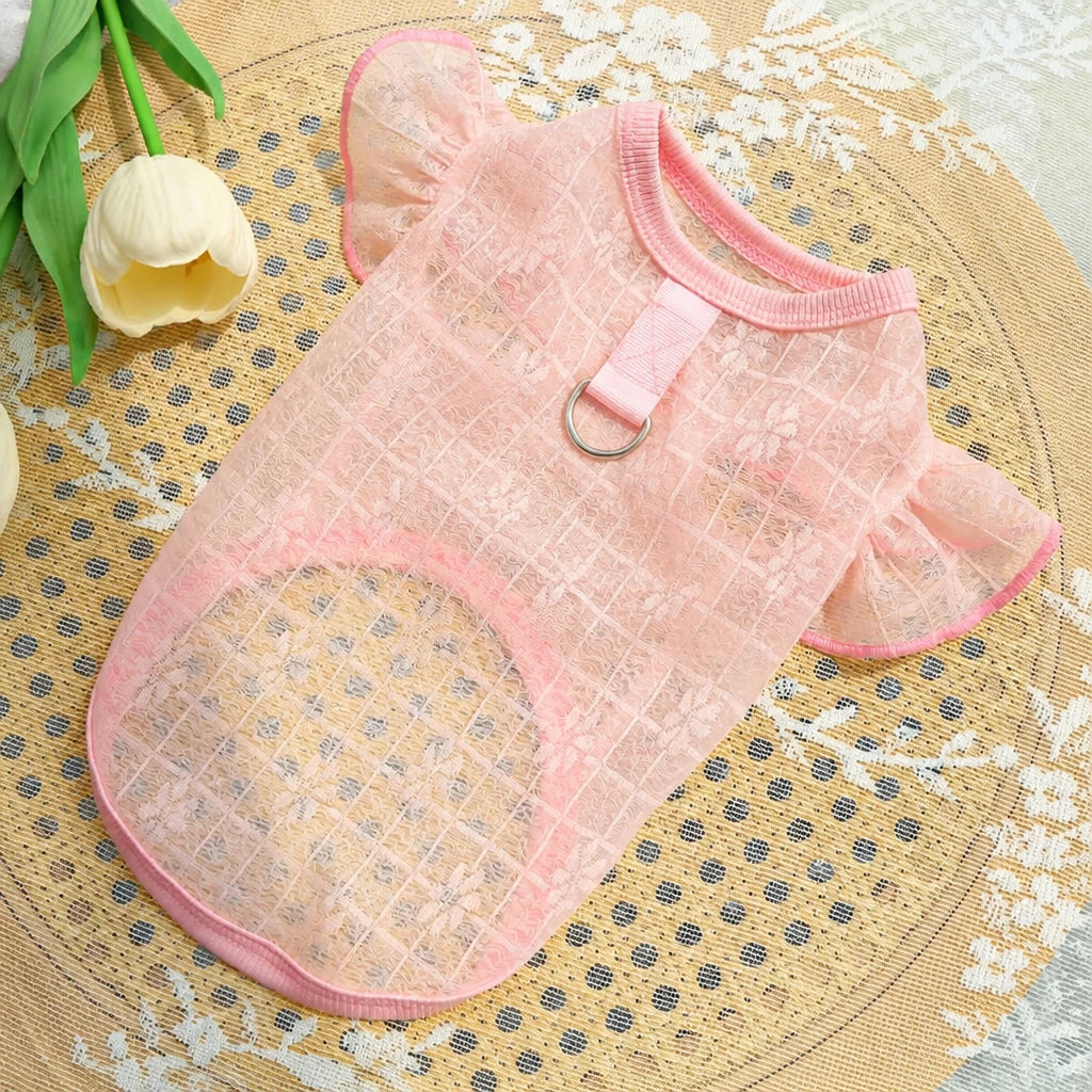 Lightweight Silk Pet Shirt with Lace Sleeves