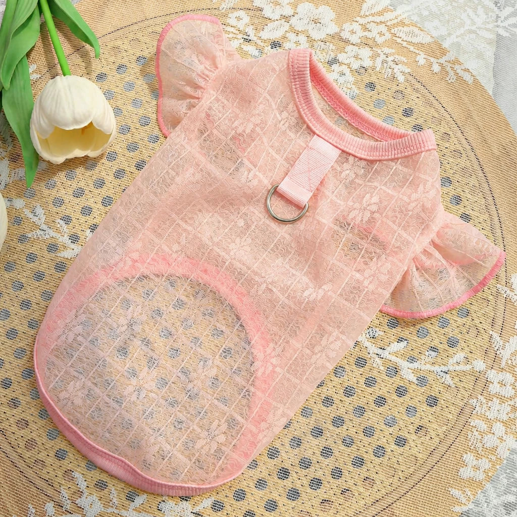 Lightweight Silk Pet Shirt with Lace Sleeves