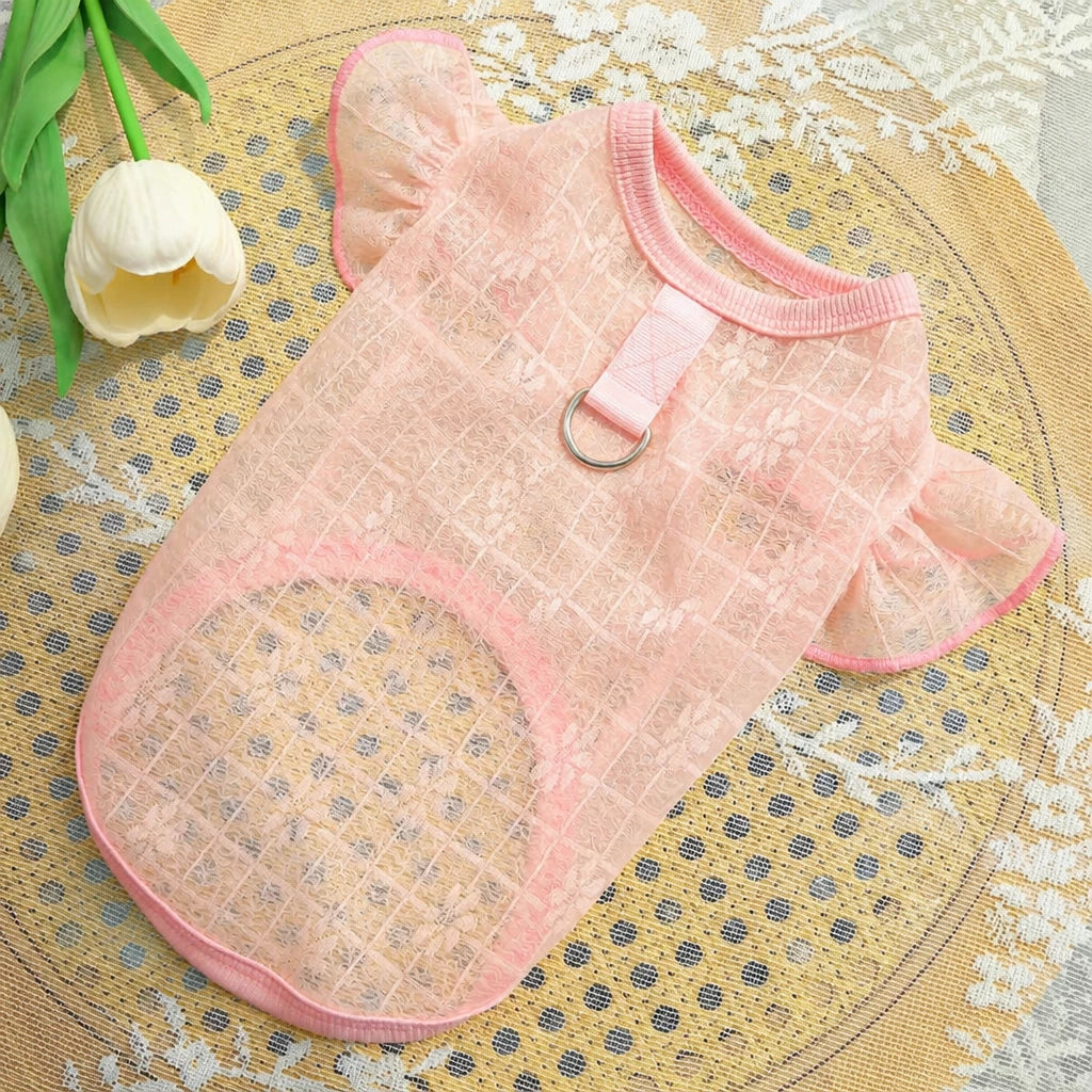 Lightweight Silk Pet Shirt with Lace Sleeves