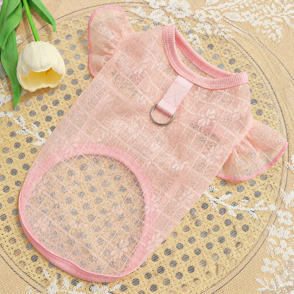 Lightweight Silk Pet Shirt with Lace Sleeves
