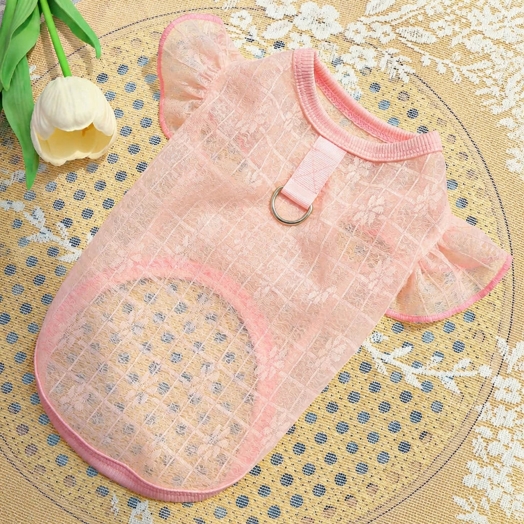 Lightweight Silk Pet Shirt with Lace Sleeves