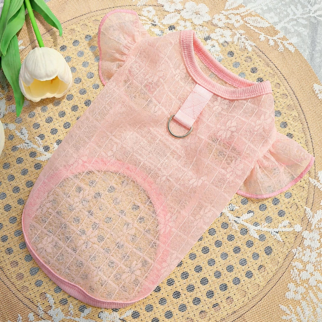 Lightweight Silk Pet Shirt with Lace Sleeves
