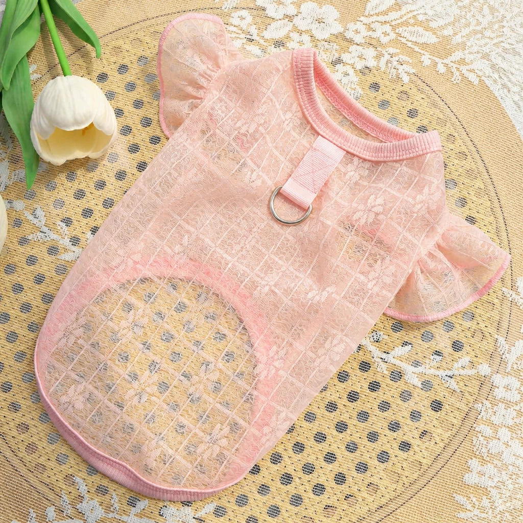 Lightweight Silk Pet Shirt with Lace Sleeves