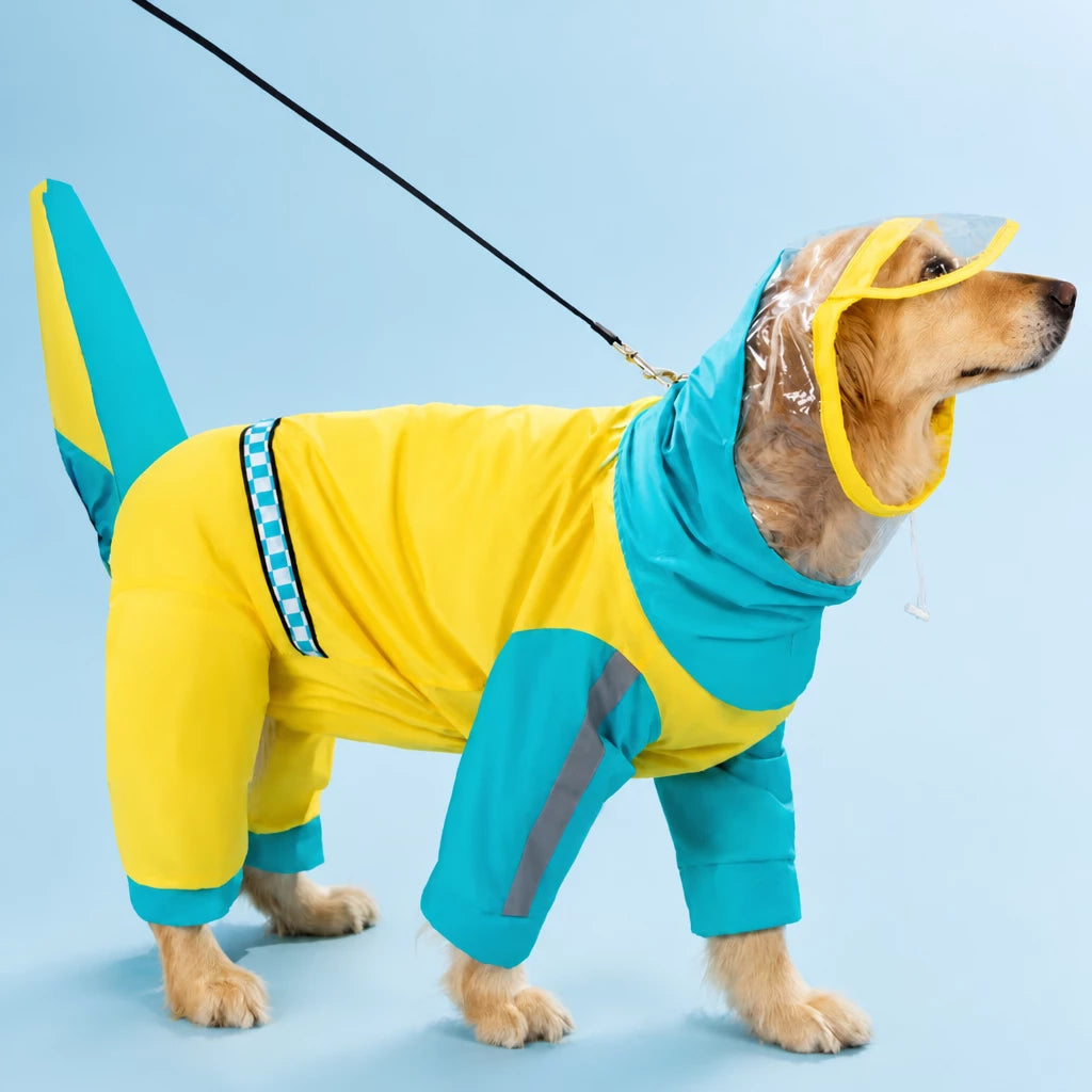 Four-Leg Waterproof Raincoat for Medium & Large Dogs