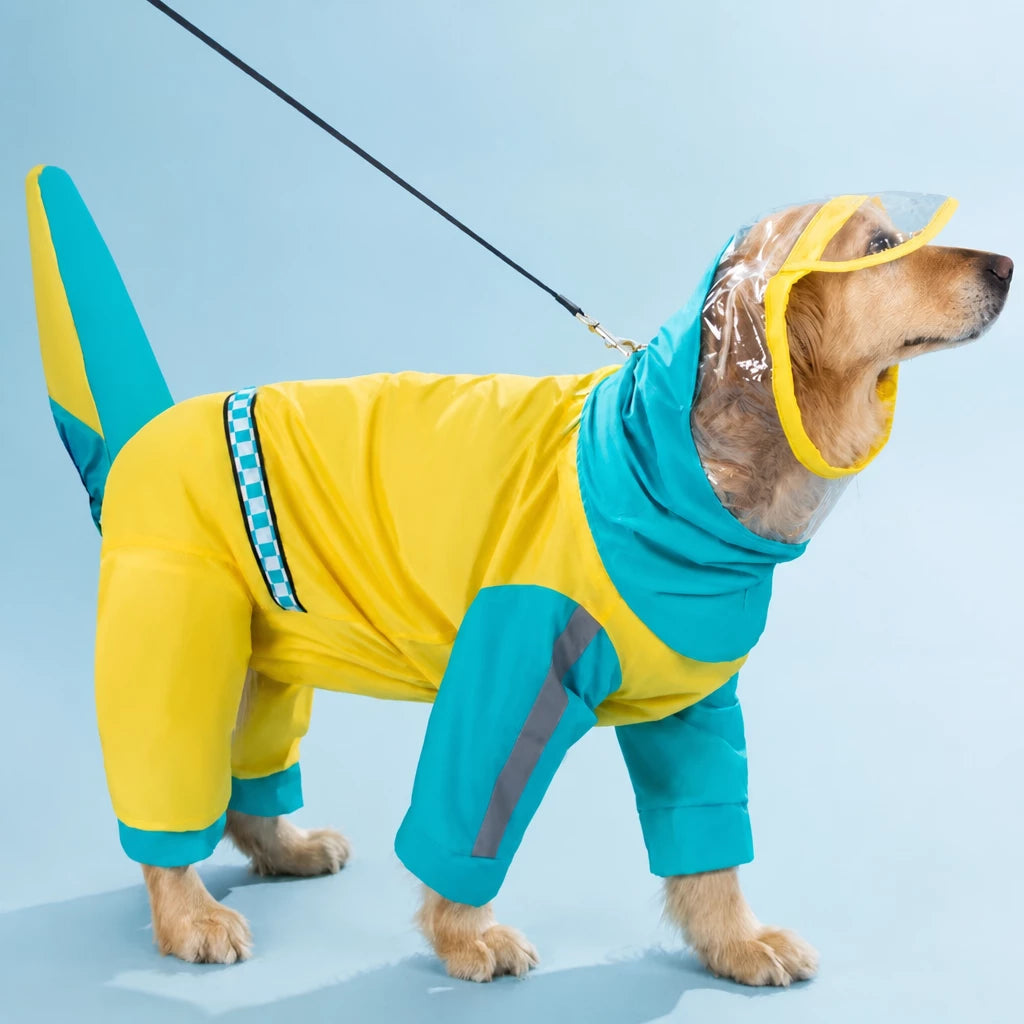 Four-Leg Waterproof Raincoat for Medium & Large Dogs