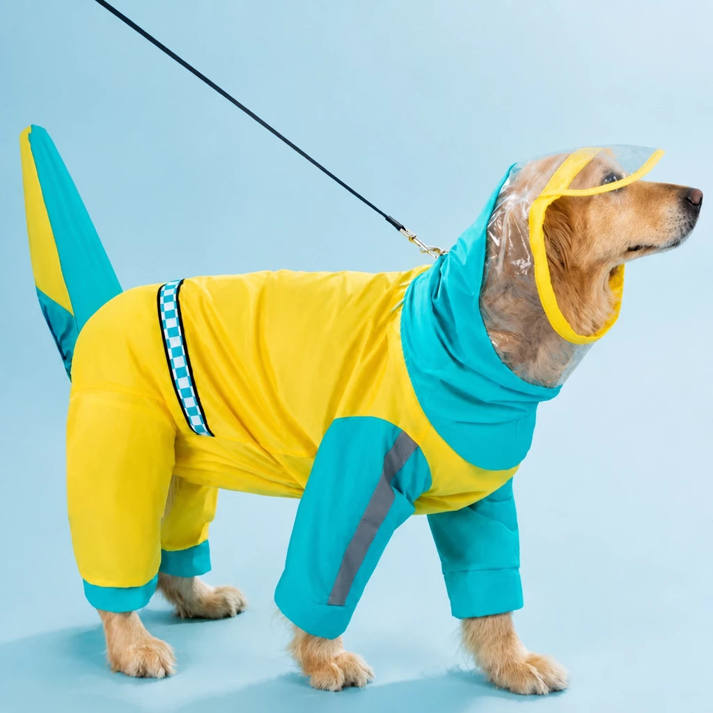 Four-Leg Waterproof Raincoat for Medium & Large Dogs