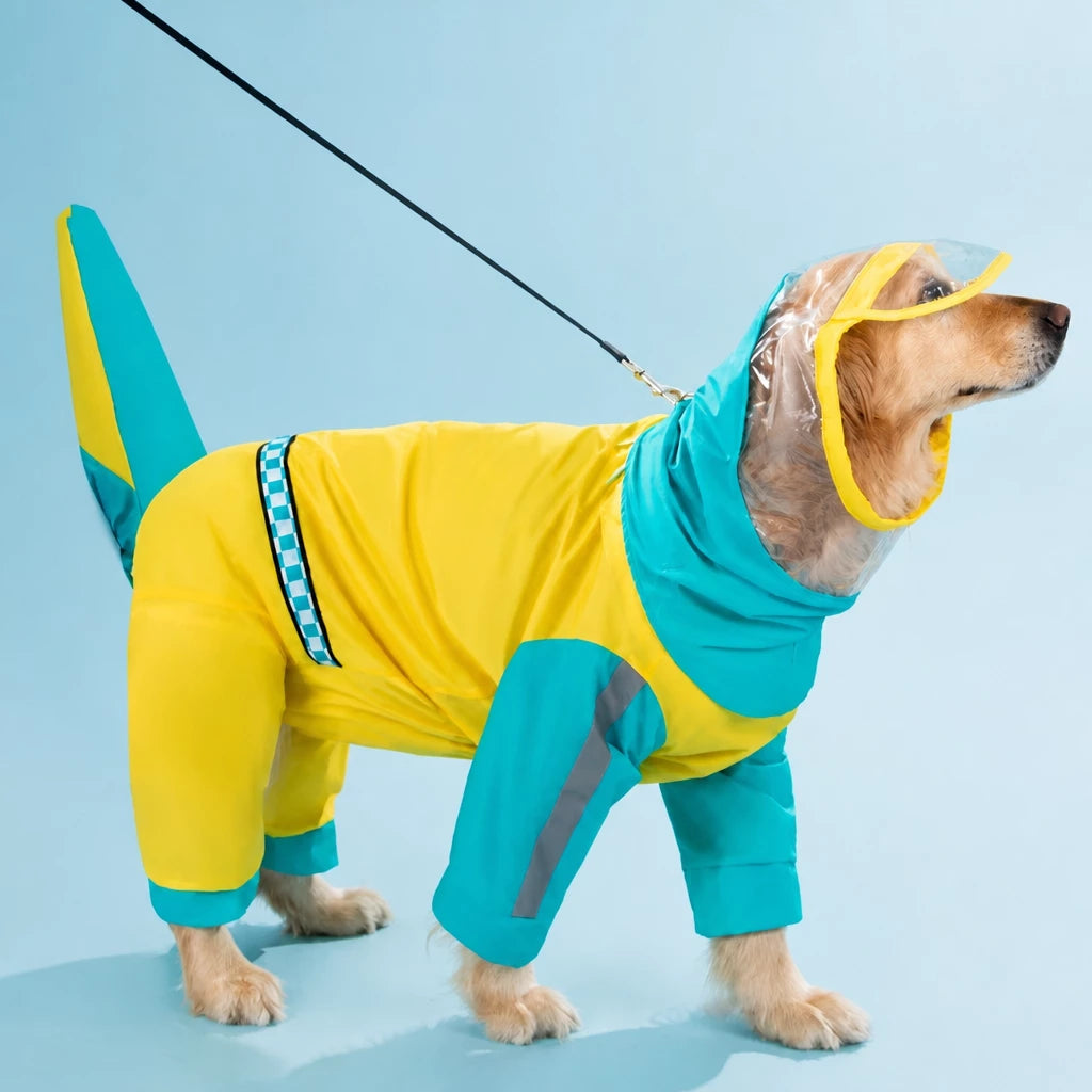 Four-Leg Waterproof Raincoat for Medium & Large Dogs