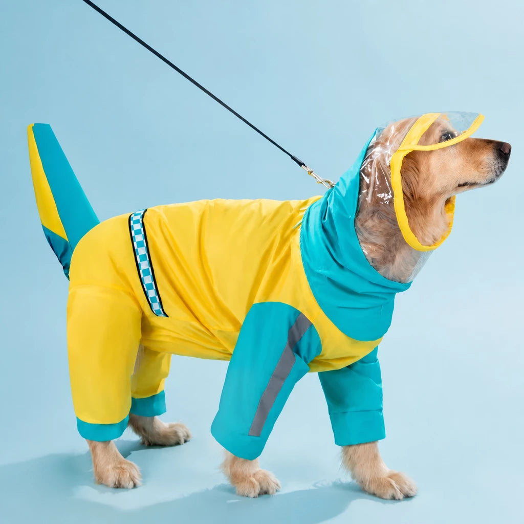 Four-Leg Waterproof Raincoat for Medium & Large Dogs
