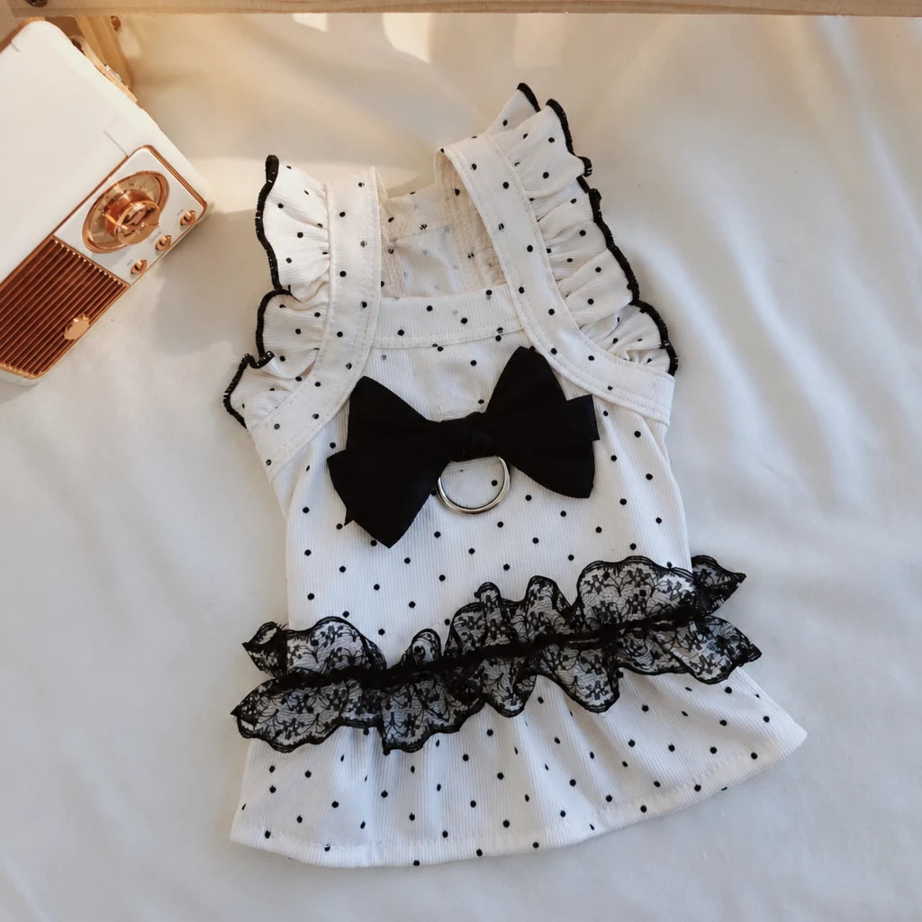 Polka Dot Flutter-Sleeve Pet Dress for Cats & Small Dogs
