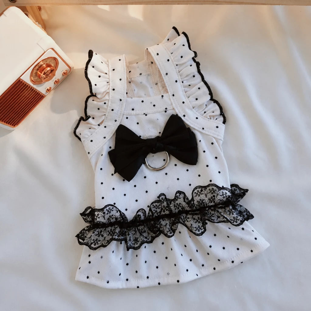 Polka Dot Flutter-Sleeve Pet Dress for Cats & Small Dogs