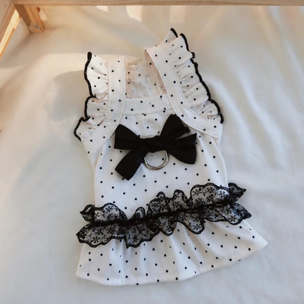 Polka Dot Flutter-Sleeve Pet Dress for Cats & Small Dogs