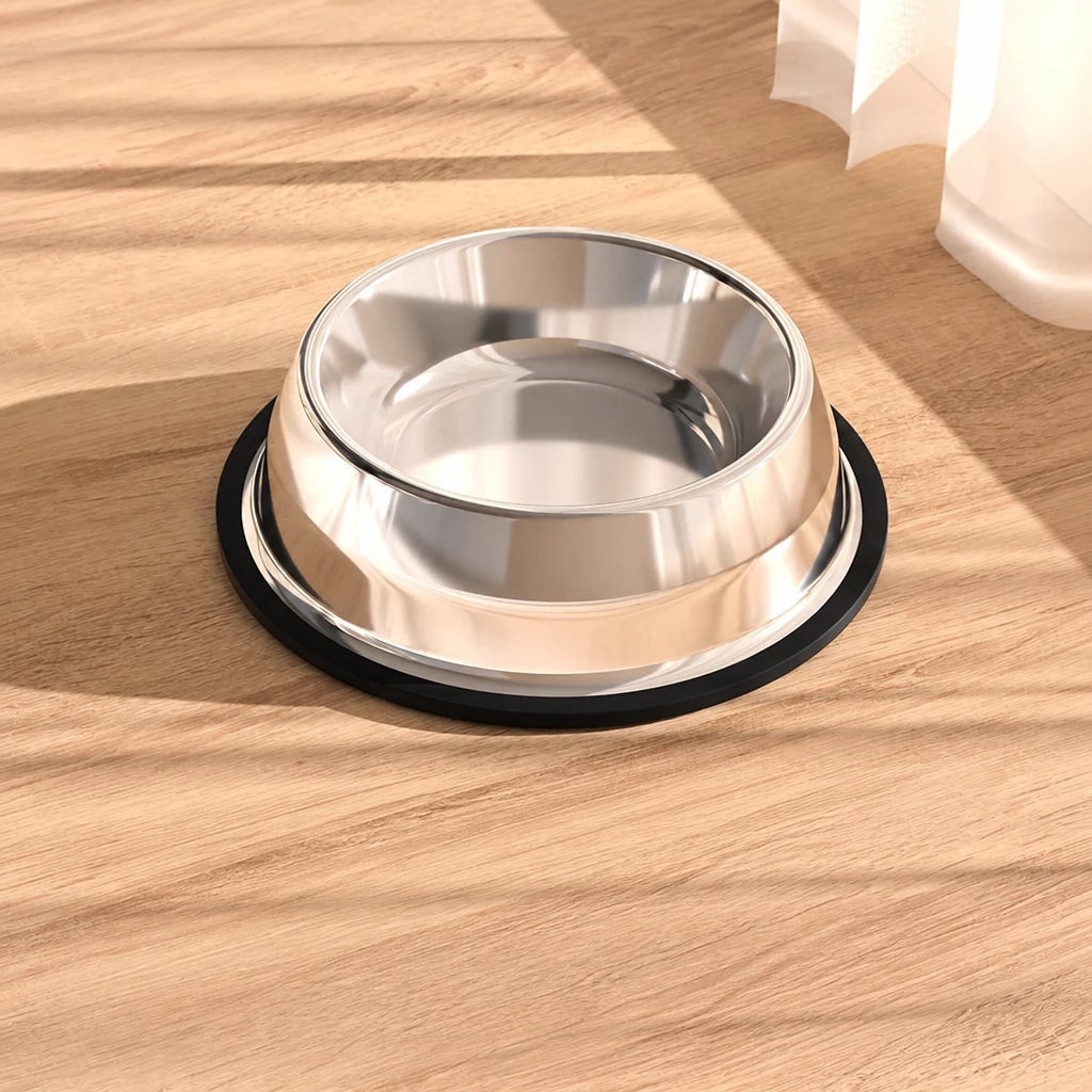 Tip-Resistant Stainless Steel Pet Bowl for Dogs and Cats
