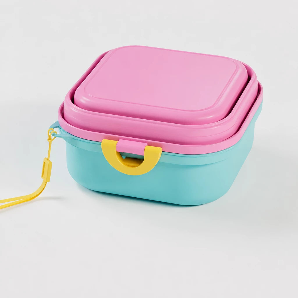 Foldable Double Pet Bowl with Snack Tray