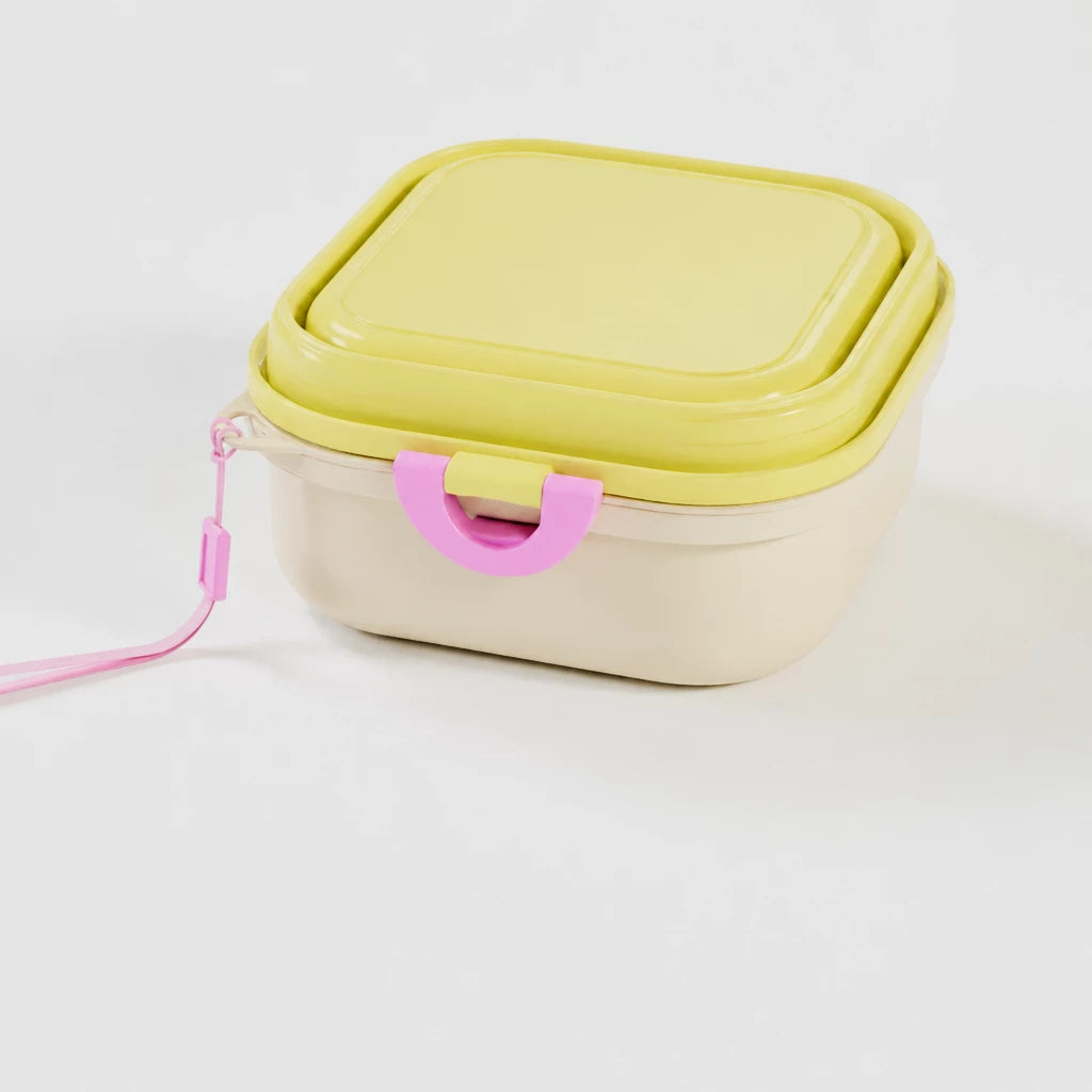 Foldable Double Pet Bowl with Snack Tray