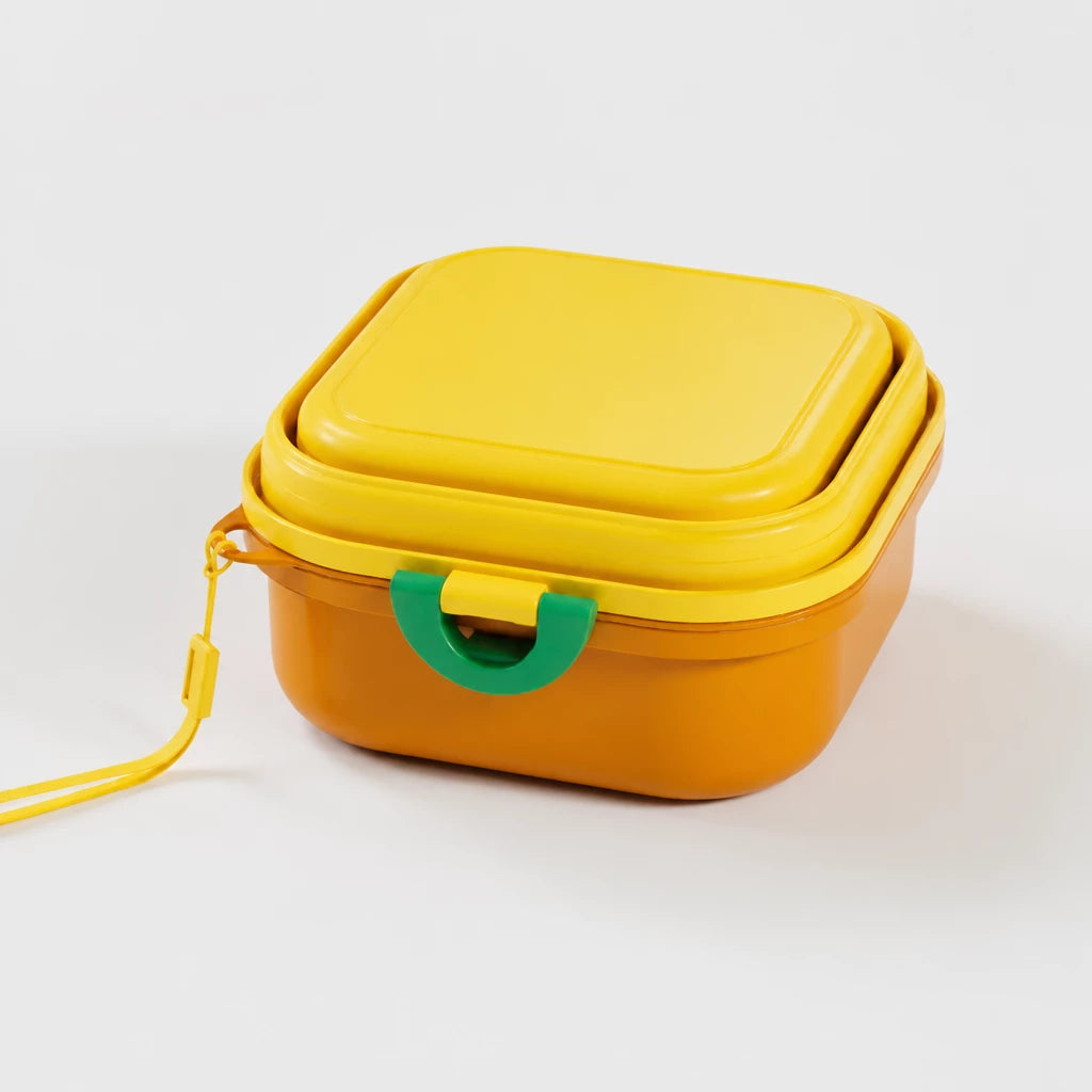 Foldable Double Pet Bowl with Snack Tray