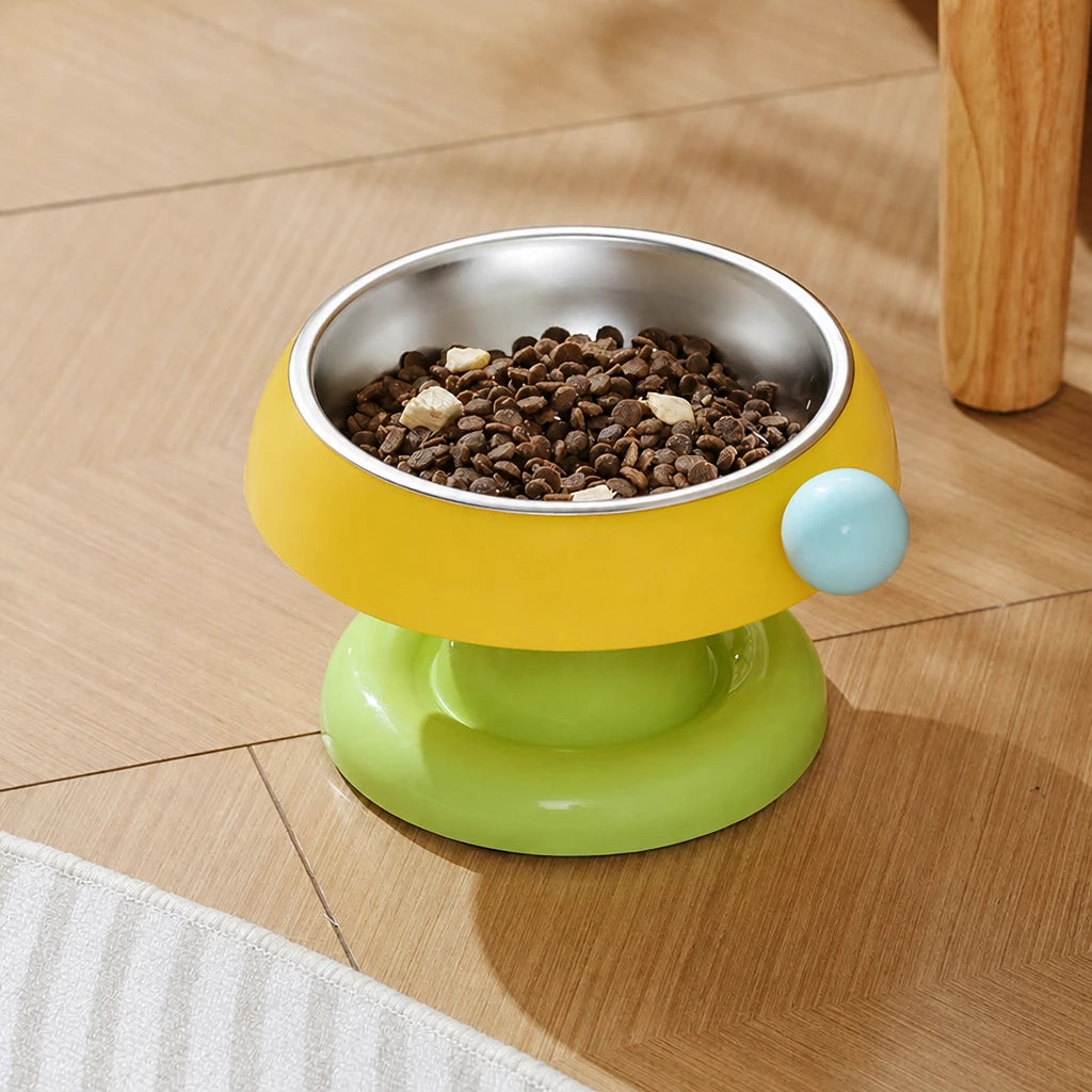 Pet Food & Water Bowl with Low-Profile Non-Slip Base