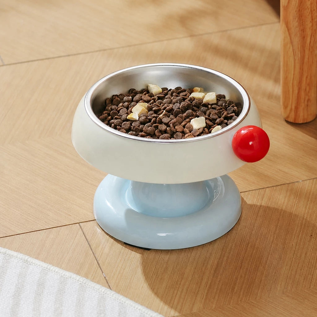 Pet Food & Water Bowl with Low-Profile Non-Slip Base