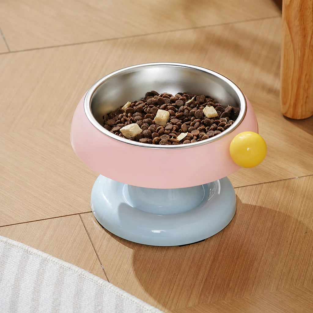 Pet Food & Water Bowl with Low-Profile Non-Slip Base