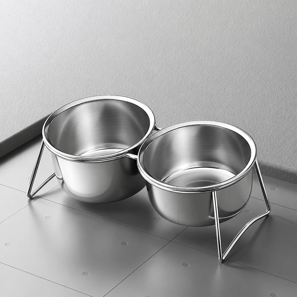 Stainless Steel Double Pet Bowls with Elevated Stand