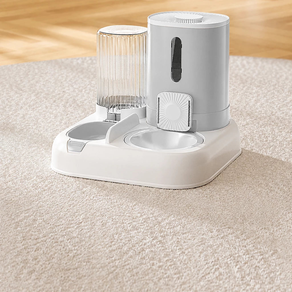 Automatic Pet Feeder with Dual Food and Water Bowls