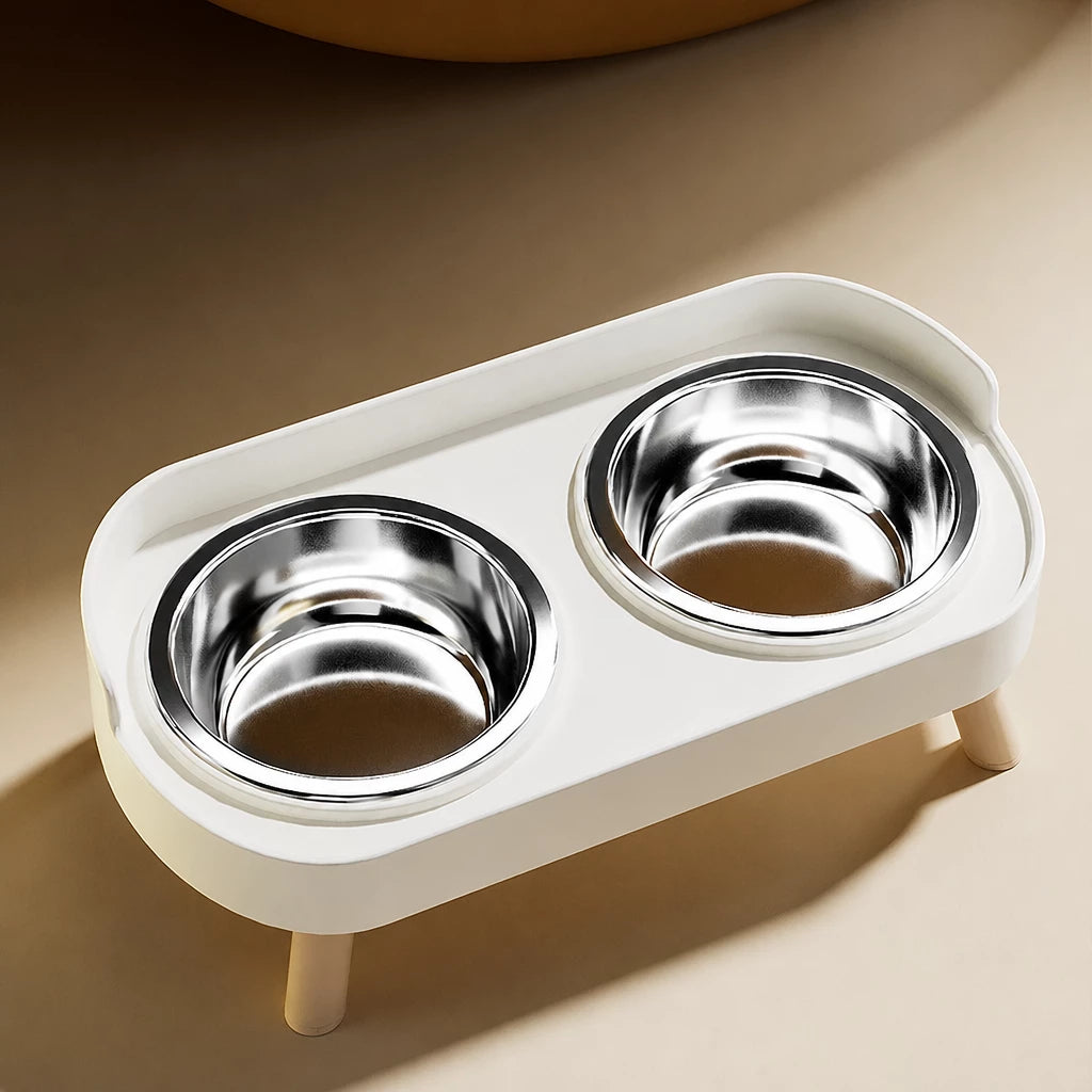 Stainless Steel Dog Bowl with Plastic Stand for Small Dogs