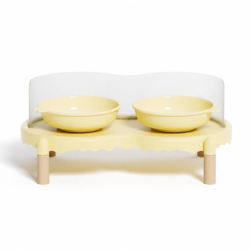 Elevated Ceramic Pet Bowl Set with a Double-Bowl Stand