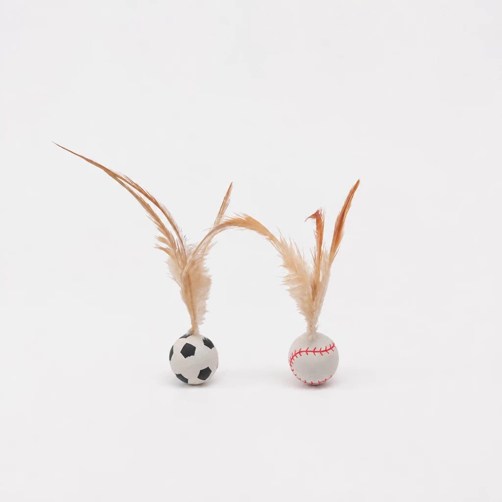 Cat Ball Toy with Feather Details