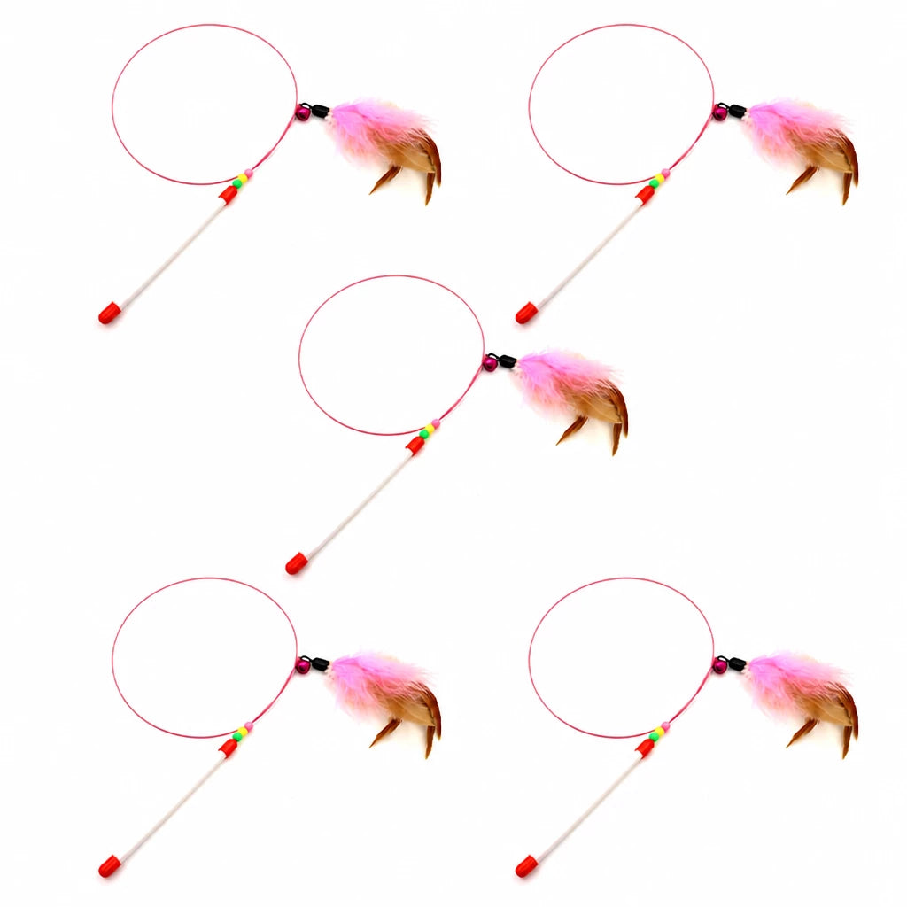 Steel Wire Cat Teaser Wand with Feather and Bell