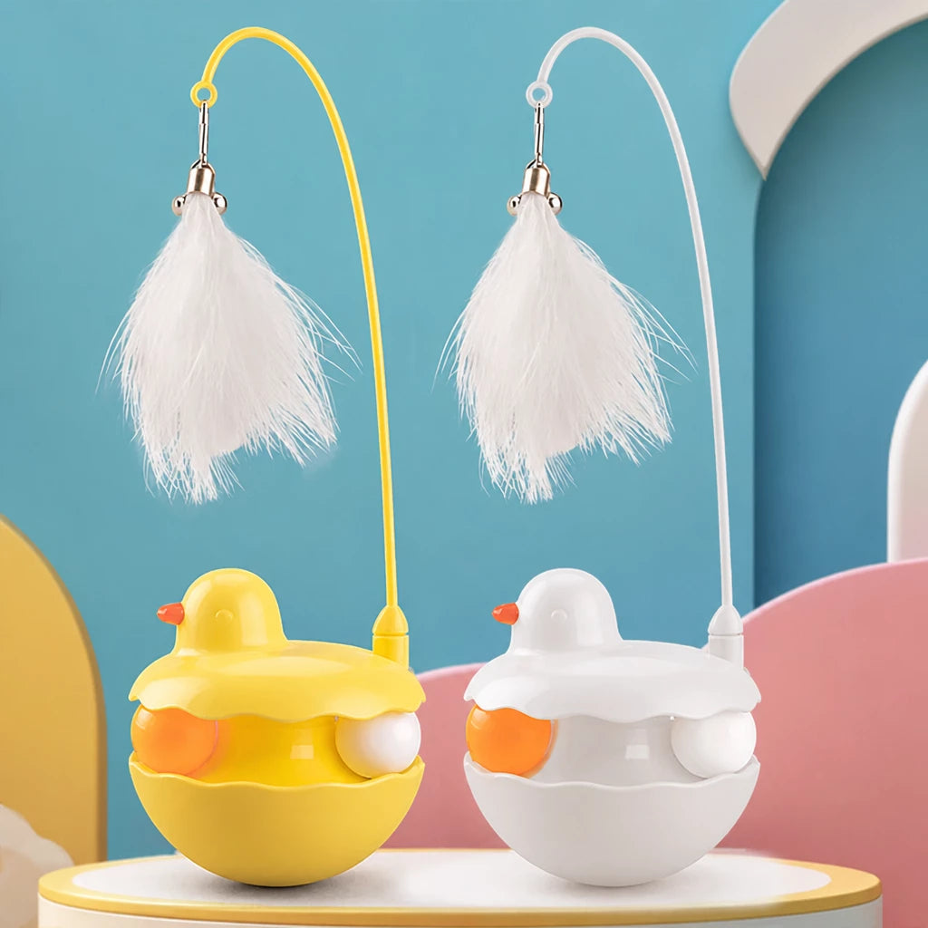 Interactive Wobble Cat Toy with Feather Teaser