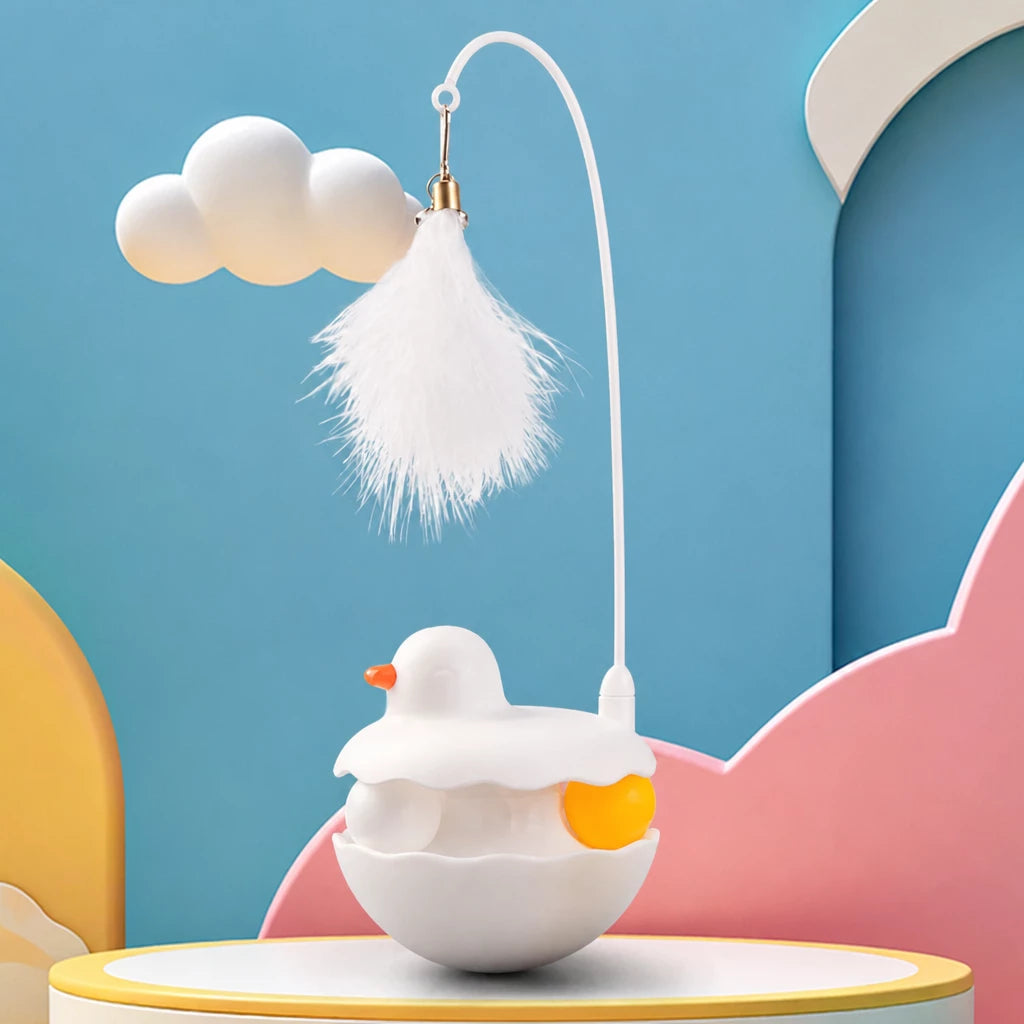 Interactive Wobble Cat Toy with Feather Teaser