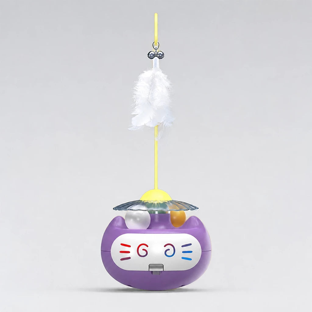 Interactive Wobble Cat Toy with Feather Teaser