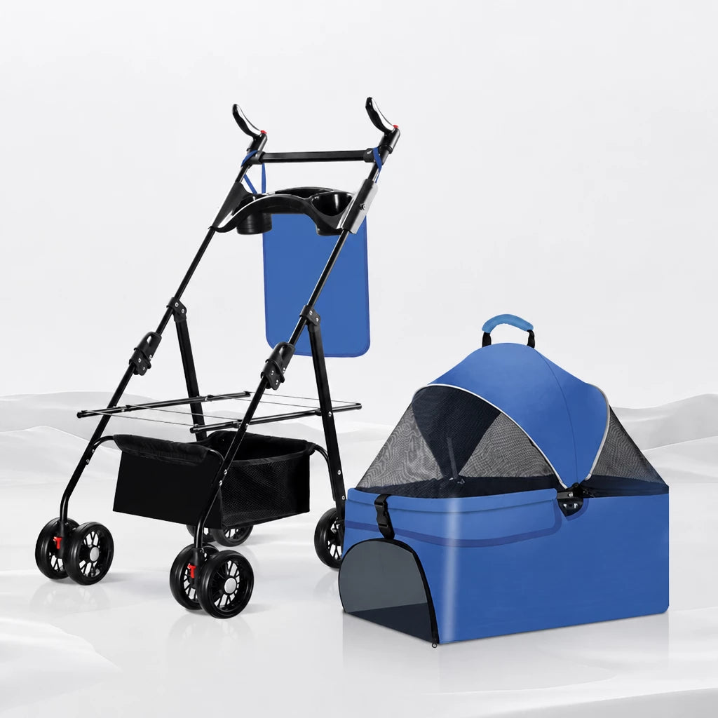 Foldable Pet Stroller with Removable Carrier and Tray