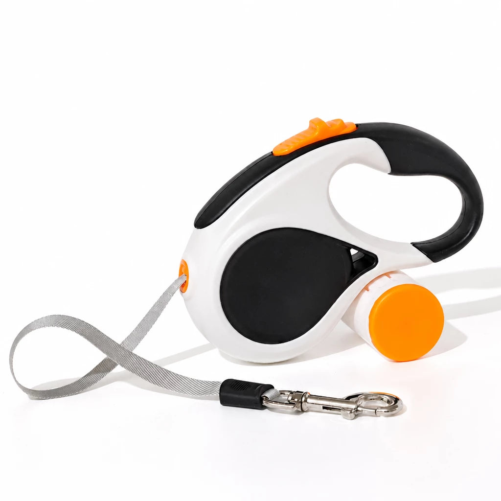 Retractable Dog Leash with Waste Bag Dispenser