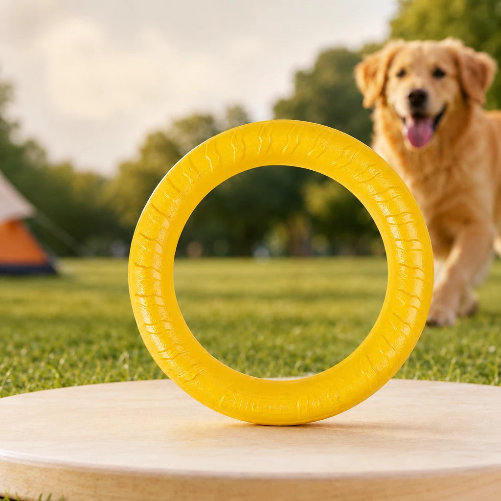 Silicone Dog Ring Toy for Fetch and Tug Play