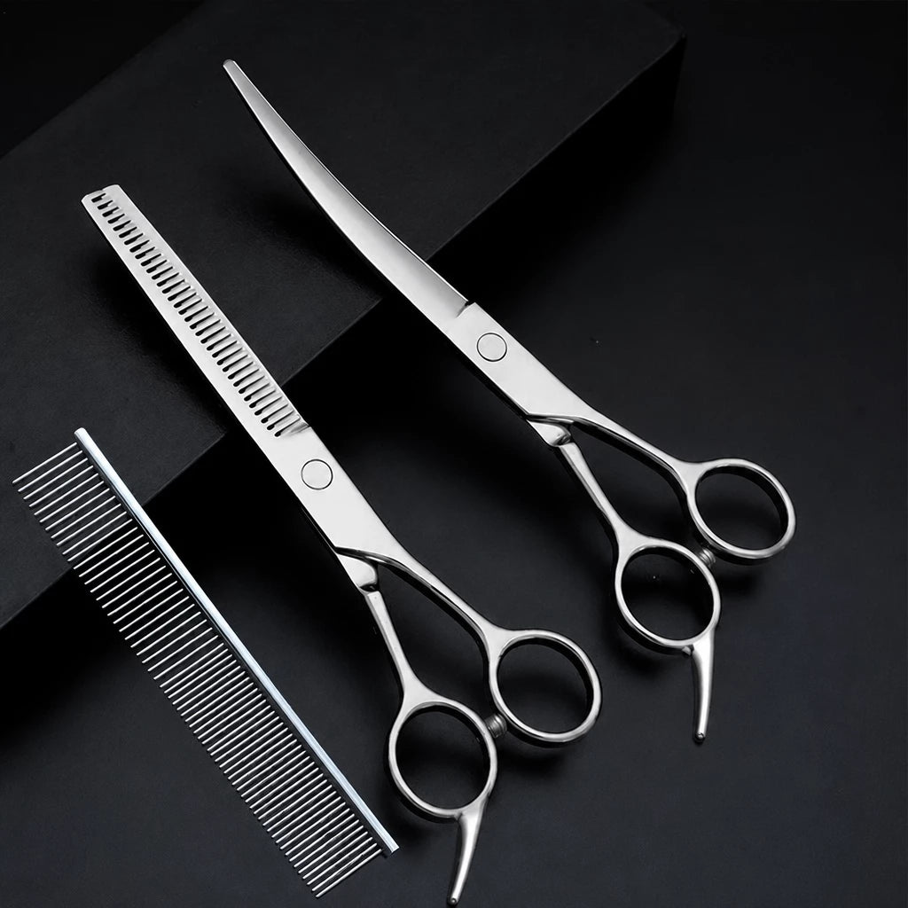 Stainless Steel Pet Grooming Scissors & Comb Set