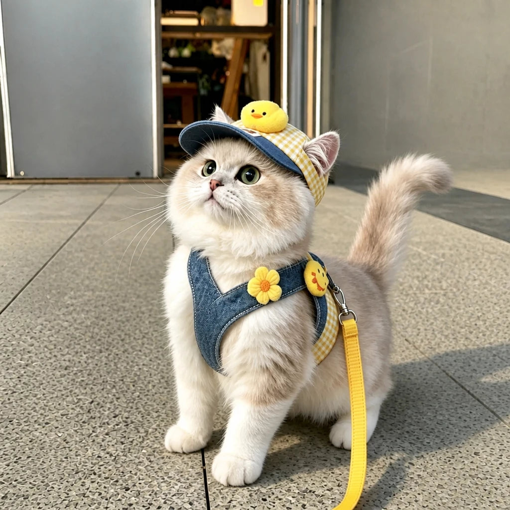 Pet Harness Vest, Leash & Hat Sets for Cats and Dogs