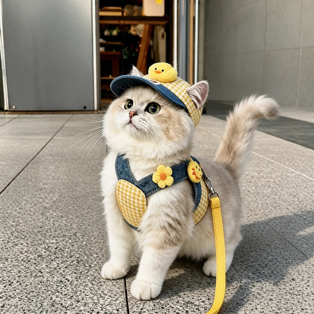 Pet Harness Vest, Leash & Hat Sets for Cats and Dogs